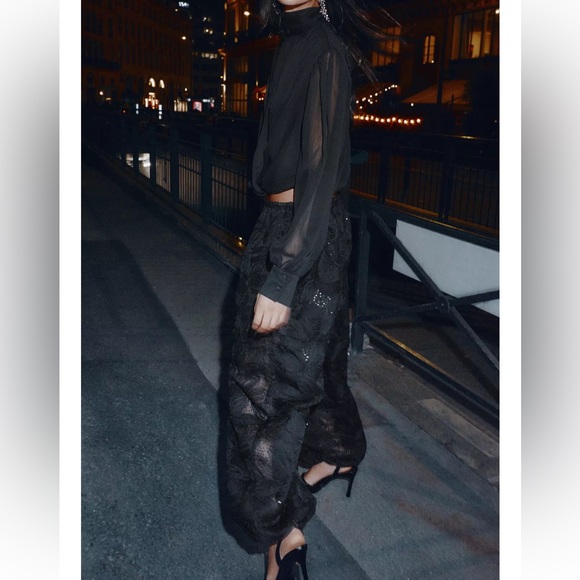 ZARA SEQUINS BALLOONS PANTS - Picture 2 of 9